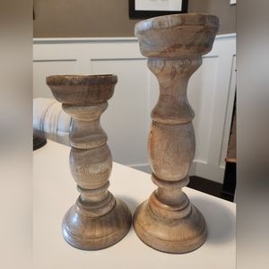 Wood candle holders